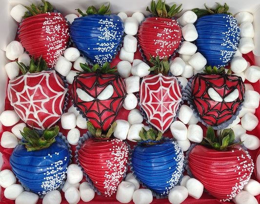 Spiderman Themed Chocolate Covered Strawberries