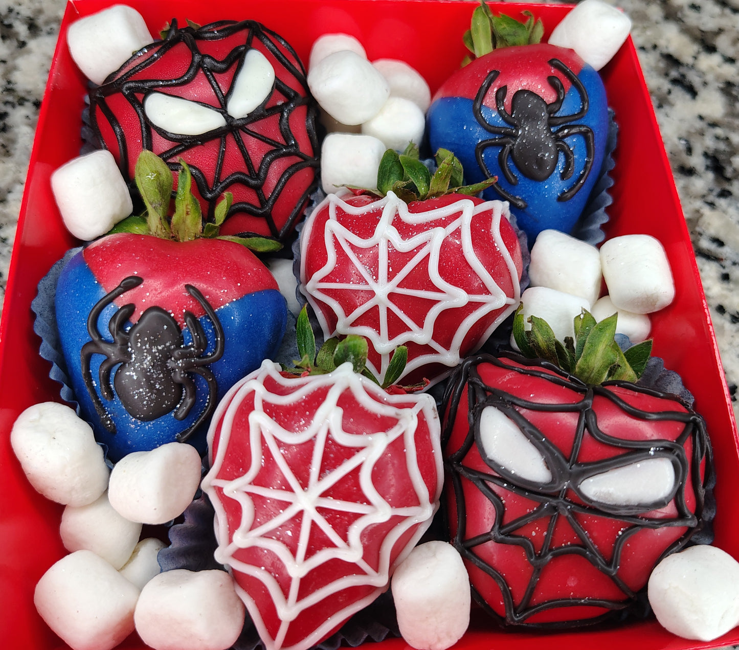 Spiderman Themed Chocolate Covered Strawberries
